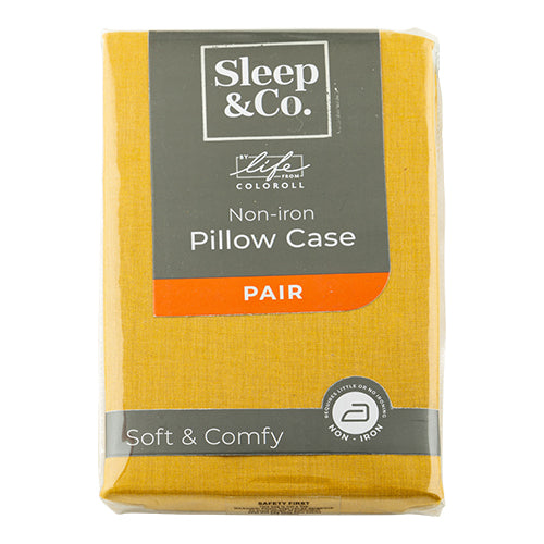 Ochre Sleep & Co. Non-Iron Pillow Case Pair Pillows Coloroll   