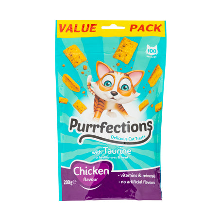 Purrfections Chicken Flavour Cat Treats 200g Cat Food & Treats Purrfections   
