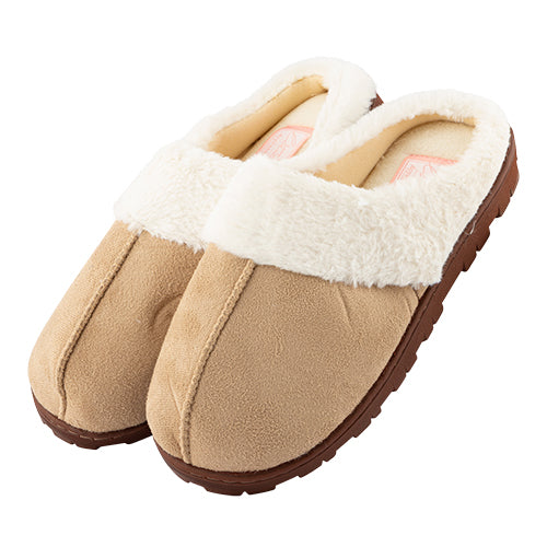 Ladies Faux Fur Mule Slippers Assorted Sizes/Colours Slippers FabFinds Beige 3-4  