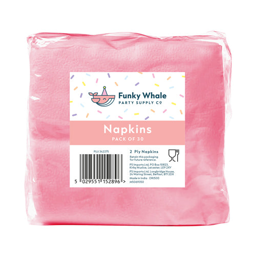 Funky Whale Napkins Pack of 30 Assorted Colours Party decor Funky Whale Pink  