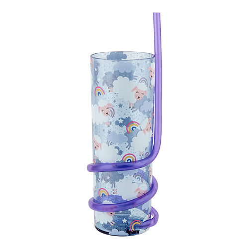 Kids Purple Sheep Cup With Curly Straw Drinkware FabFinds   