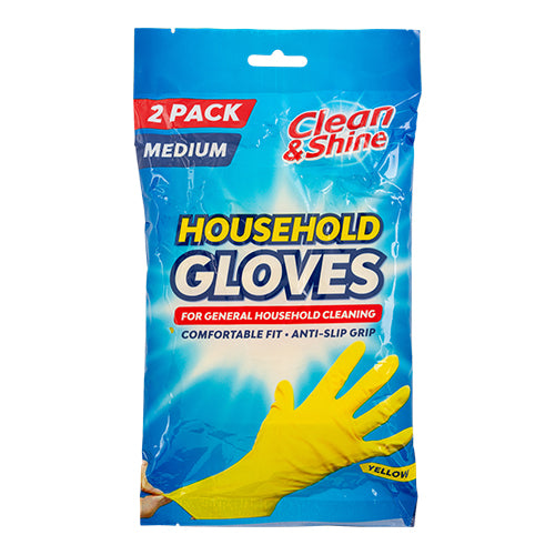 Clean & Shine Household Gloves 2 x M / L Hygiene Gloves Clean & Shine Medium Yellow 