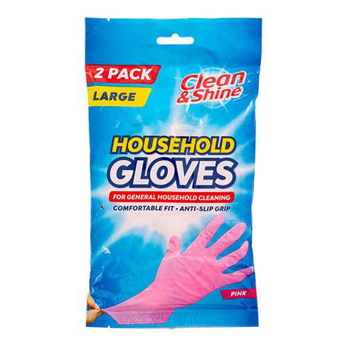 Clean & Shine Household Gloves 2 x M / L Hygiene Gloves Clean & Shine Large Pink 