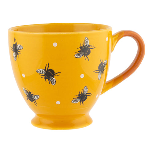Yellow Bee Print Footed Mug Mugs FabFinds   