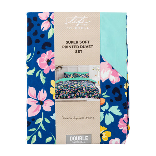 Life From Coloroll Super Soft Floral Printed Duvet Double Duvet Sets Coloroll   