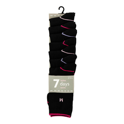 Ladies Days Of The Week Socks UK 4-7 Assorted Styles Socks FabFinds Red Lilac Pink Stripe Colour  