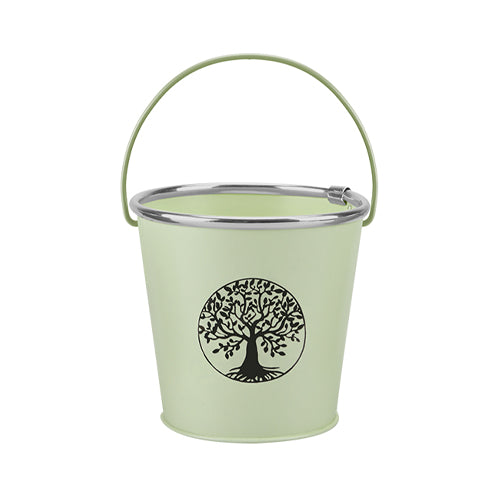 Tree Of Life Bucket Planter With Handle Assorted Colours Plant Pots & Planters PMS Sage Green  