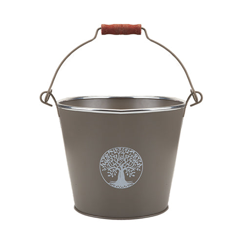 Tree Of Life Bucket Planter With Handle & Tag Assorted Colours Plant Pots & Planters PMS Stone  