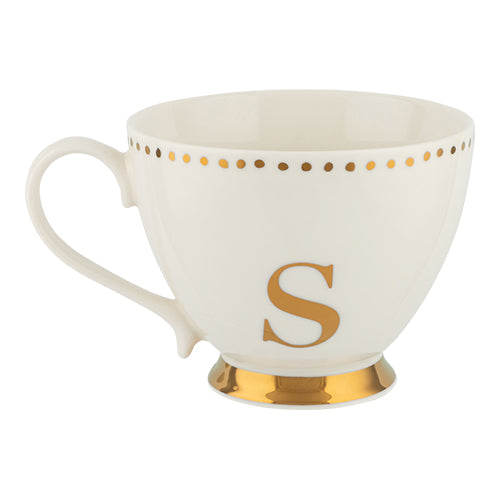 Initial S Electroplated Gold Footed Mug Mugs Candlelight   