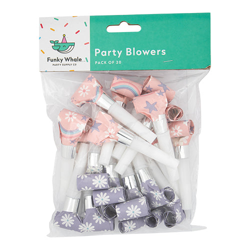 Funky Whale Party Blowers Pack Of 20 Assorted Colours Party decor Funky Whale   