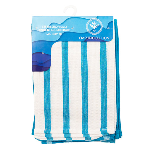 Blue and White Tea Towels 5 pack 45cm x 65cm Tea Towels Emporio Cotton   