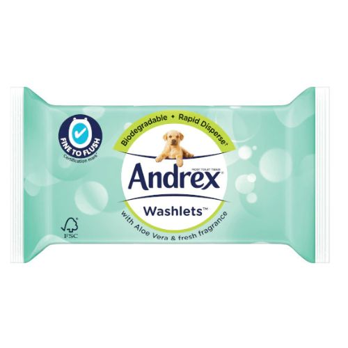Andrex Washlets Moist Toilet Tissue Aloe Vera 36 Wipes Toilet Roll & Wipes Andrex   