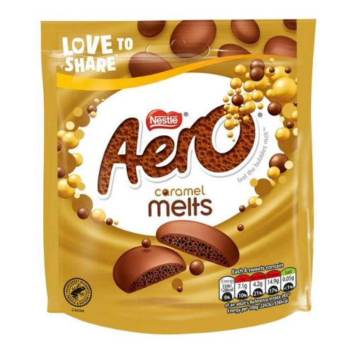 Aero Caramel Melts Chocolate Pouch 86g Chocolates Nestle   