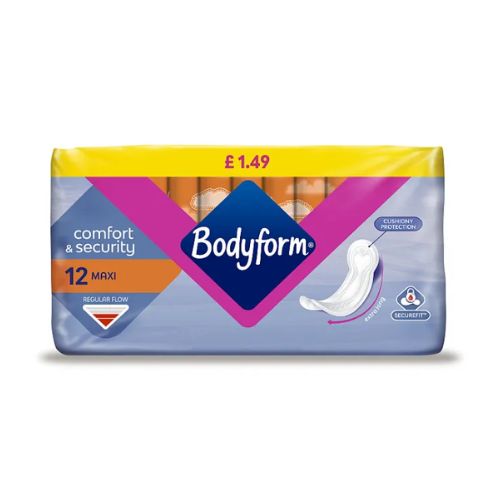 Bodyform Maxi Regular Pads 12 Pack Feminine Sanitary Supplies Bodyform   