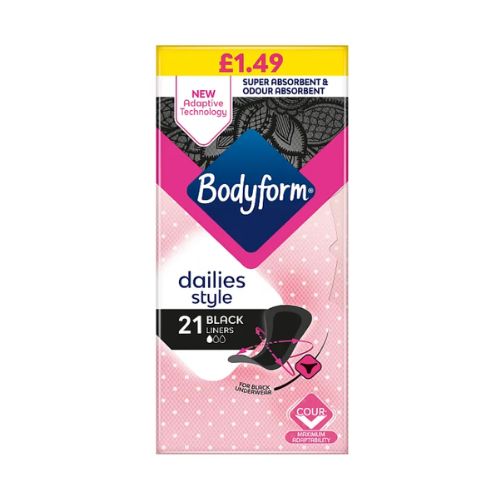 Bodyform Black Liners Dailies 21 Pack Feminine Sanitary Supplies Bodyform   