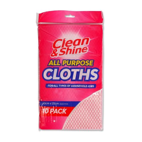 Clean & Shine Pink All Purpose Cloths 10 Pack Cloths, Sponges & Scourers Clean & Shine   