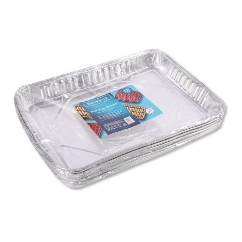 Serve Up Foil Tray Bakes 33.5cm x 22.5cm 12 Pack Kitchen Storage FabFinds   