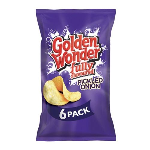 Golden Wonder Fully Flavoured Pickled Onion 6 x 25g Crisps, Snacks & Popcorn Golden Wonder   