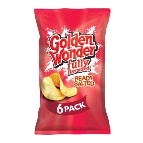 Golden Wonder Fully Flavoured Ready Salted 6 x 25g Crisps, Snacks & Popcorn Golden Wonder   
