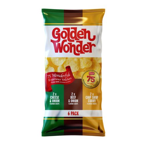 Golden Wonder Retro Fully Flavoured Variety Pack 6 x 25g Crisps, Snacks & Popcorn Golden Wonder   
