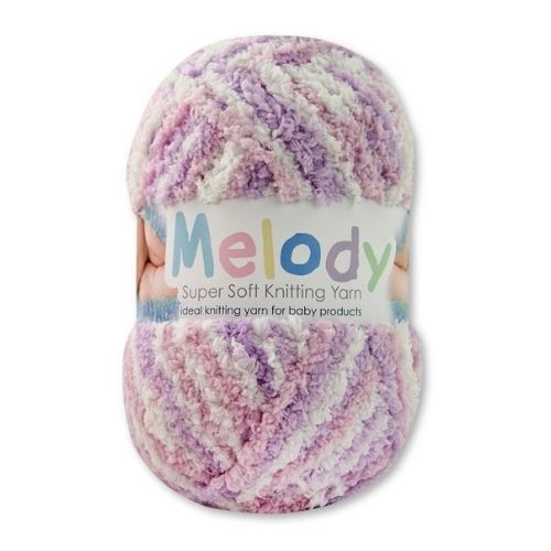 Melody Super Soft Knitting Yarn 200g Assorted Colours Knitting Yarn & Wool FabFinds Lilac Pink & White  