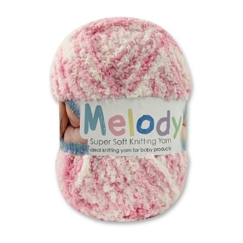 Melody Super Soft Knitting Yarn 200g Assorted Colours Knitting Yarn & Wool FabFinds Baby Pink & White  