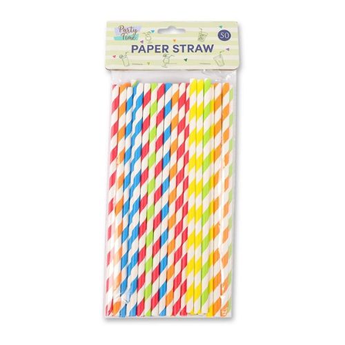 Party Time Paper Straws 50 Pack Drinking Straws & Stirrers FabFinds   
