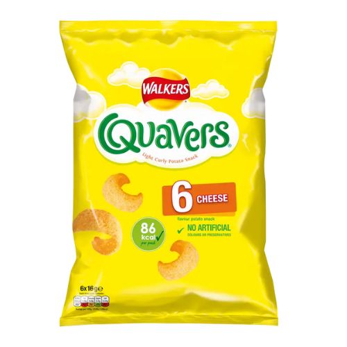 Walkers Quavers Cheese Potato Snacks 6 x 16g Crisps, Snacks & Popcorn walkers   