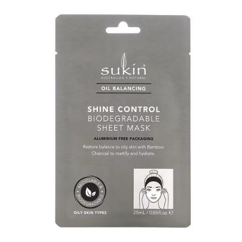Sukin Oil Balancing Shine Control Biodegradable Sheet Mask 25ml Face Masks Sukin   
