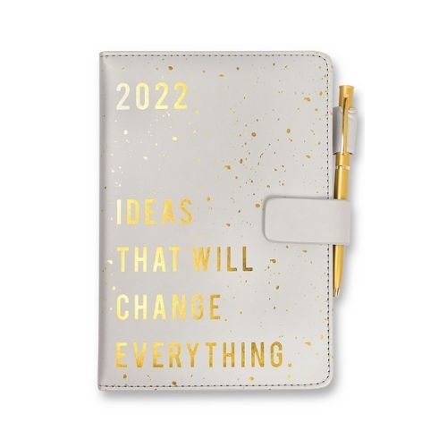 A5 2022 'Ideas that will change everything' Diary With Pen Diary Design Group Silver  