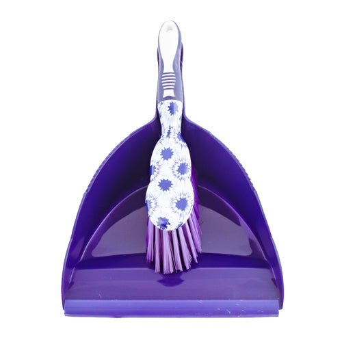 Purple Floral Printed Dustpan & Brush Cleaning FabFinds   