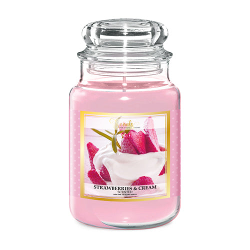 Fragrance Large Strawberries & Cream Scented Wax Candle 18oz Candles Liberty Candles   