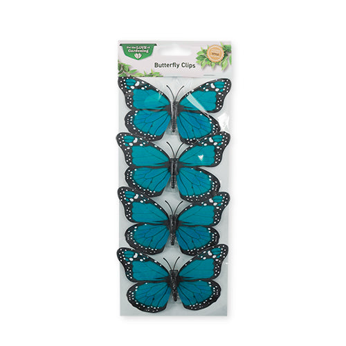 For The Love Of Gardening Butterfly Clips 4 Pk Assorted Colours Garden Accessories for the love of gardening Blue  