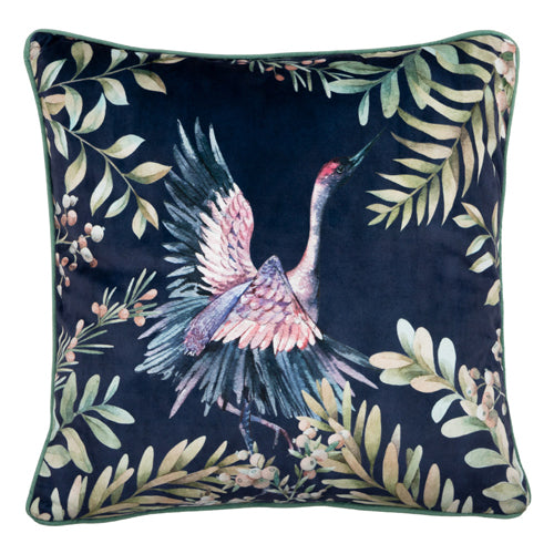 Valtene Velvet Bird & Leaf Cushion 45cm x 45cm Cushions FabFinds   