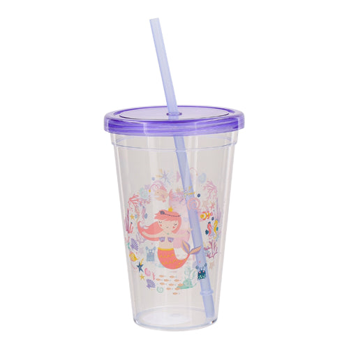 Under The Sea Mermaid Reusable Drinking Cup Assorted Colours Kitchen Accessories FabFinds Purple Mermaid  