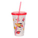 Space Themed Plastic Drinking Cup With Straw Assorted Colours Kitchen Accessories FabFinds Red  