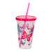 Butterfly Reusable Drinking Cup With Straw Assorted Colours Kitchen Accessories FabFinds Pink Lid  