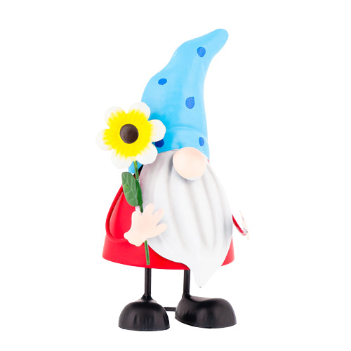 Blue & Navy Spotty Hat Garden Gnome Ornament H23cm Garden Decor FabFinds   