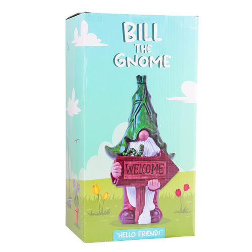 1 x Bill The Gnome 'Welcome' Garden Ornament H 31cm Garden Decor FabFinds   
