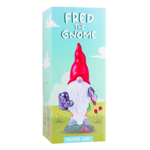 Fred The Gnome 'Proper Job' Garden Ornament H 31cm Garden Decor FabFinds   