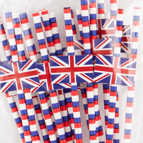 Union Jack Paper Straws 20 Pack  FabFinds   