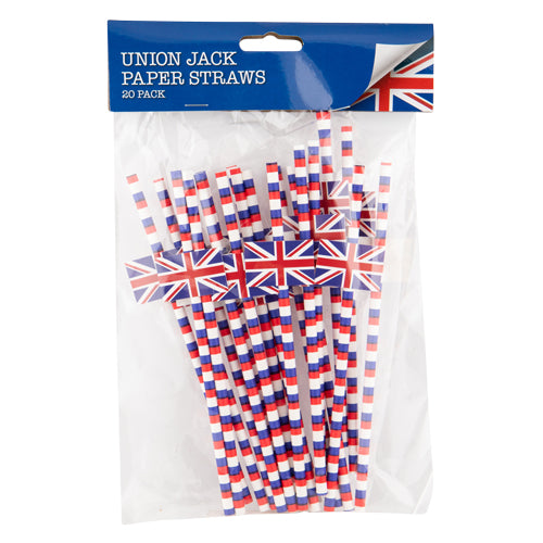 Union Jack Paper Straws 20 Pack  FabFinds   