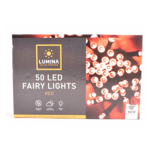 Lumina LED Fairy Solar Lights 50 Assorted Colours Christmas Indoor & Outdoor Lighting FabFinds Red  