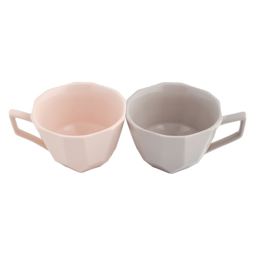 Hervit Grey & Pink Porcelain Mugs With Box 2 Pack Mugs Hervit   