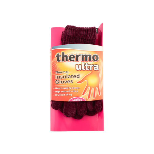 Ladies Thermo Ultra Insulated Gloves Assorted Colours Hats, Gloves & Scarves FabFinds Plum  