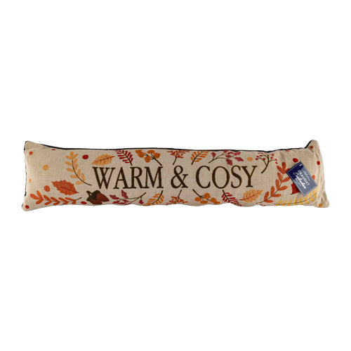 Autumn Leaf 'Warm & Cosy' Draught Excluder 20 x 86cm Cushions FabFinds   