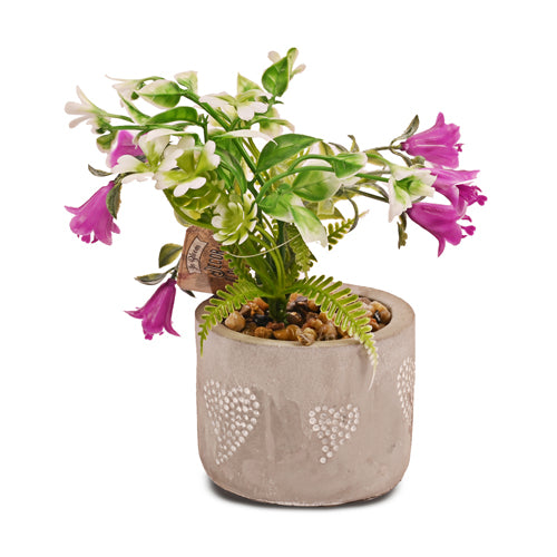 Heart Patterned Grey Pot Artificial Purple Flower Plant Artificial Trees FabFinds   