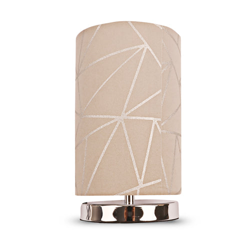 Fractal Grey & Silver Velvet Cylinder Table Lamp Home Lighting FabFinds   