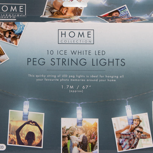 10 Ice White LED Peg String Lights 1.7m Home Lighting home collection   