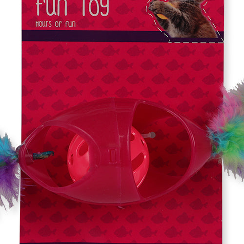Cat Play Fun Toy Multicoloured Feather and Plastic Ball Cat Toys Pet Touch   